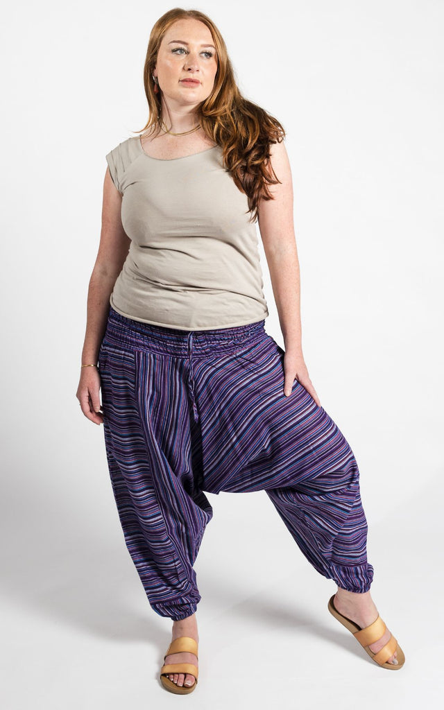 Surya Australia Cotton Harem Pants from Nepal - Purple
