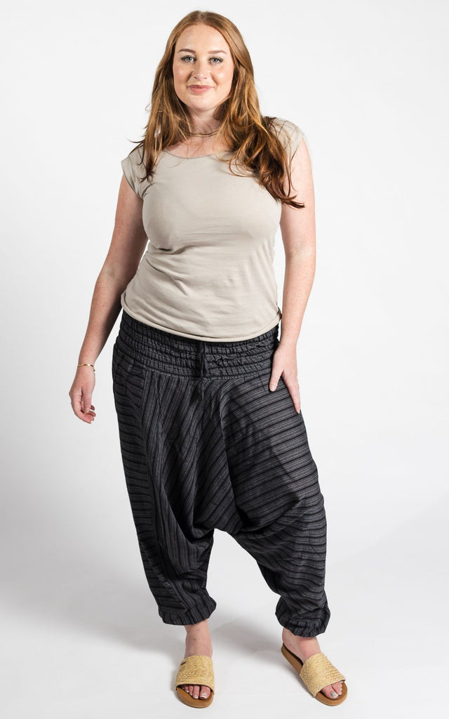 Surya Australia Cotton Harem Pants from Nepal - Black