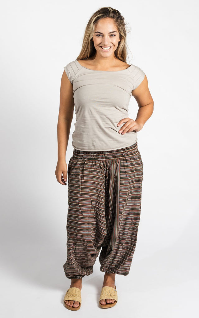 Surya Australia Ethical Low Crotch Pants made in Nepal - Khaki