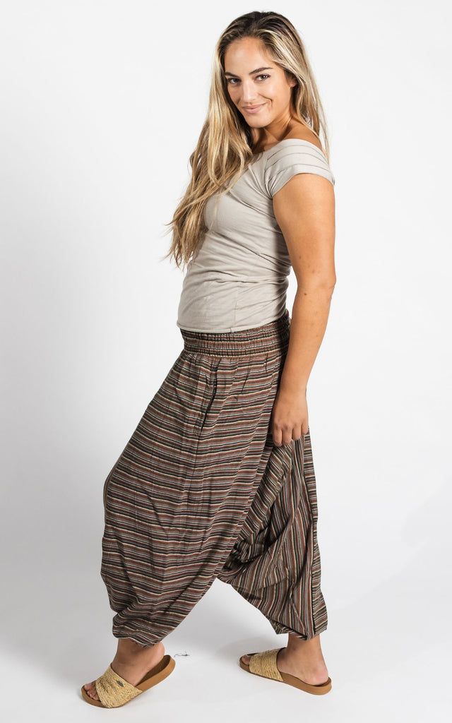 Surya Australia Ethical Low Crotch Pants made in Nepal - Khaki