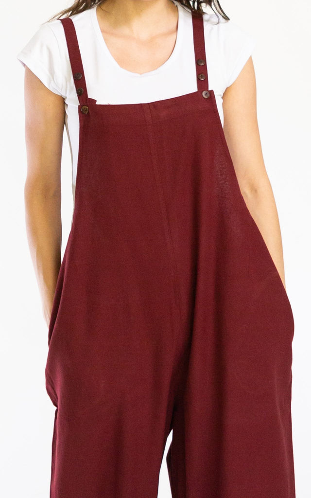 Surya Australia Ethical Cotton 'Juanita' Overalls Dungarees made in Nepal - Berry