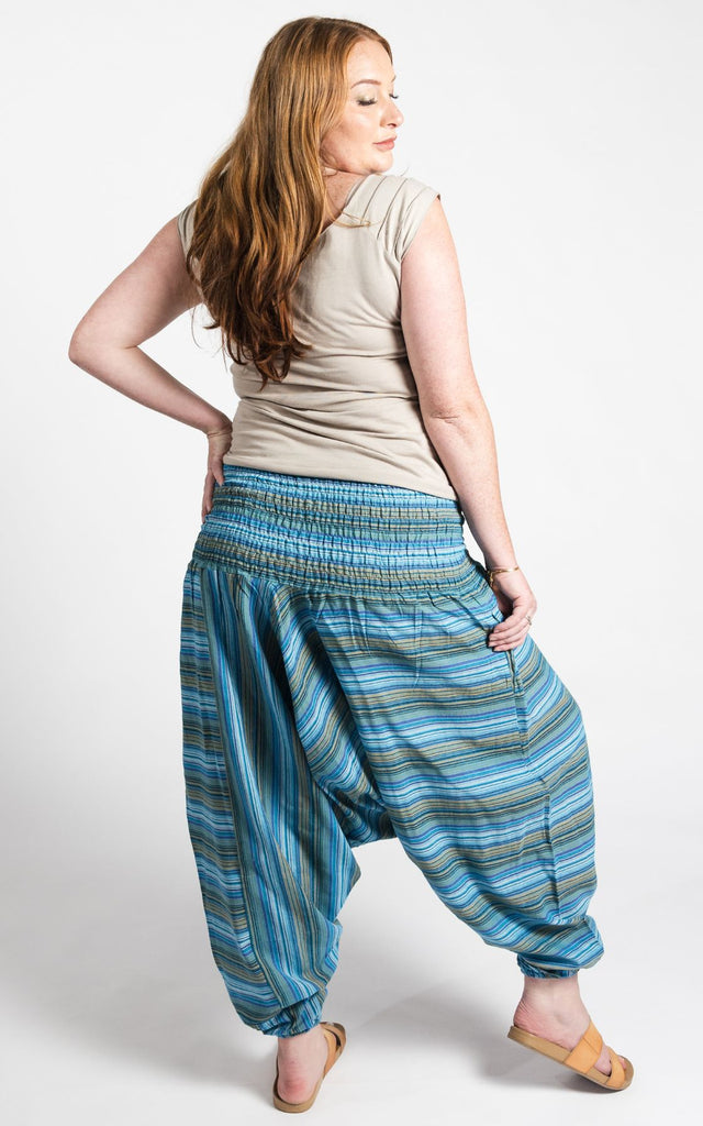Surya Australia Cotton Harem Pants from Nepal - Blue