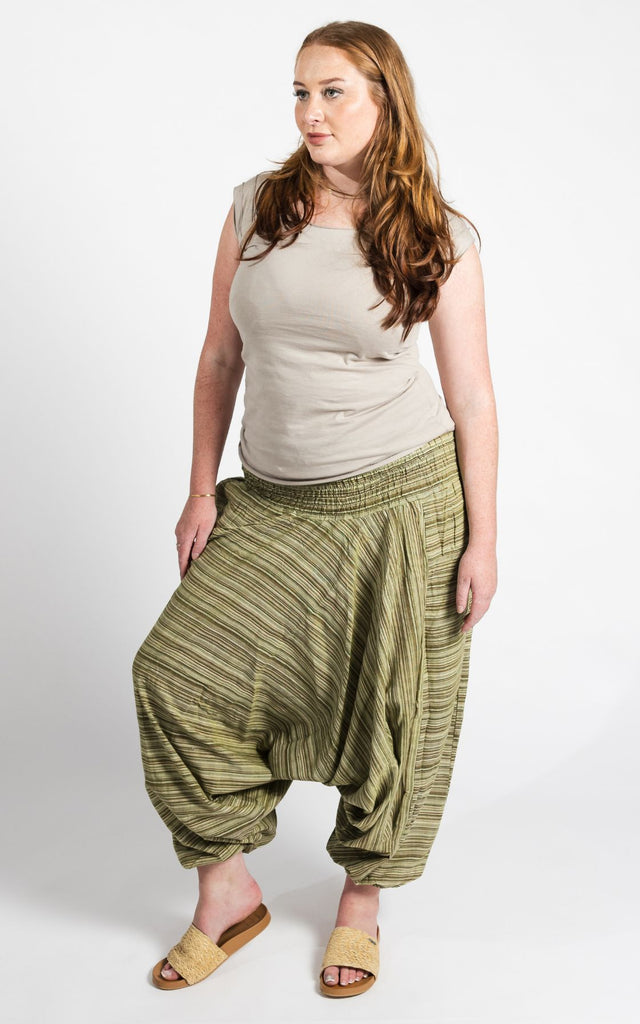 Surya Australia Cotton Harem Pants from Nepal - Green