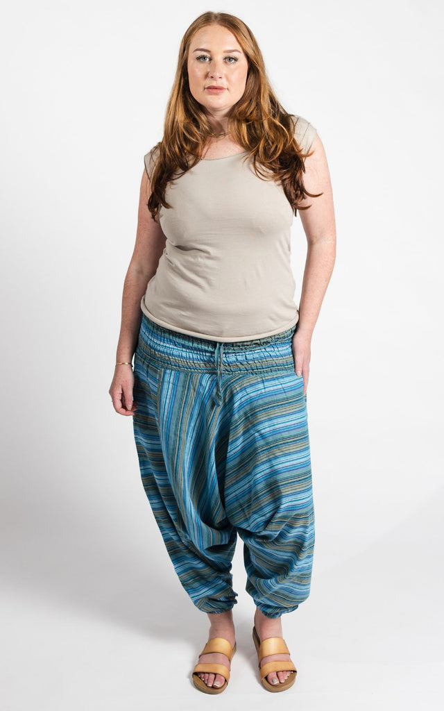 Surya Australia Cotton Harem Pants from Nepal - Blue