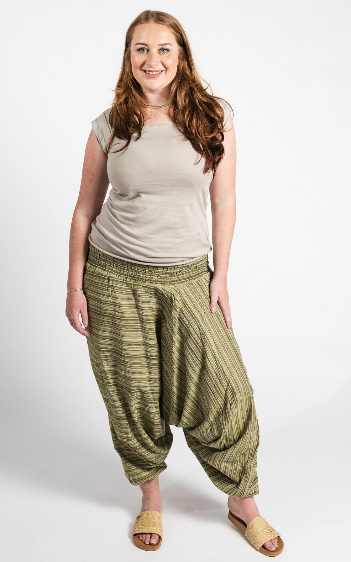 Surya Australia Cotton Harem Pants from Nepal - Green