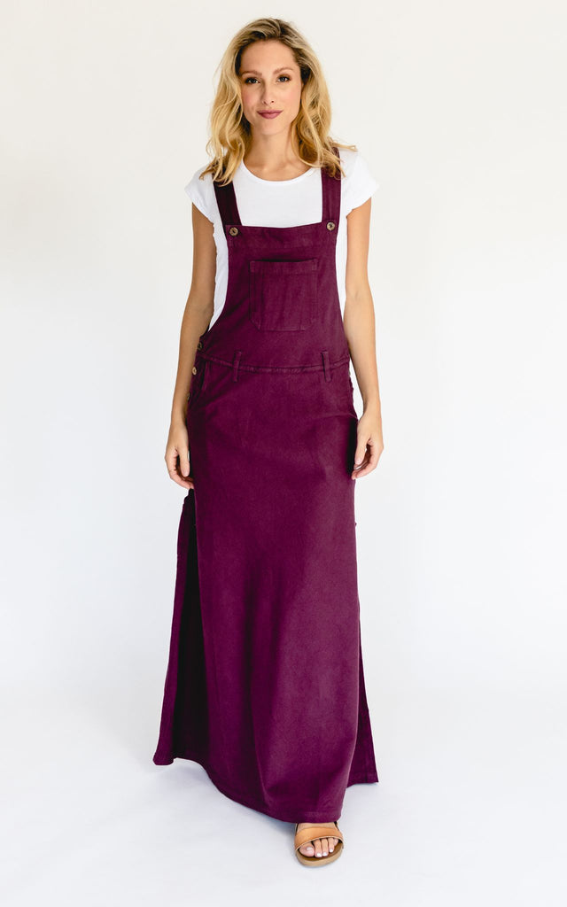 Surya Australia Ethical Cotton Overall Maxi Dress from Nepal - Wine 