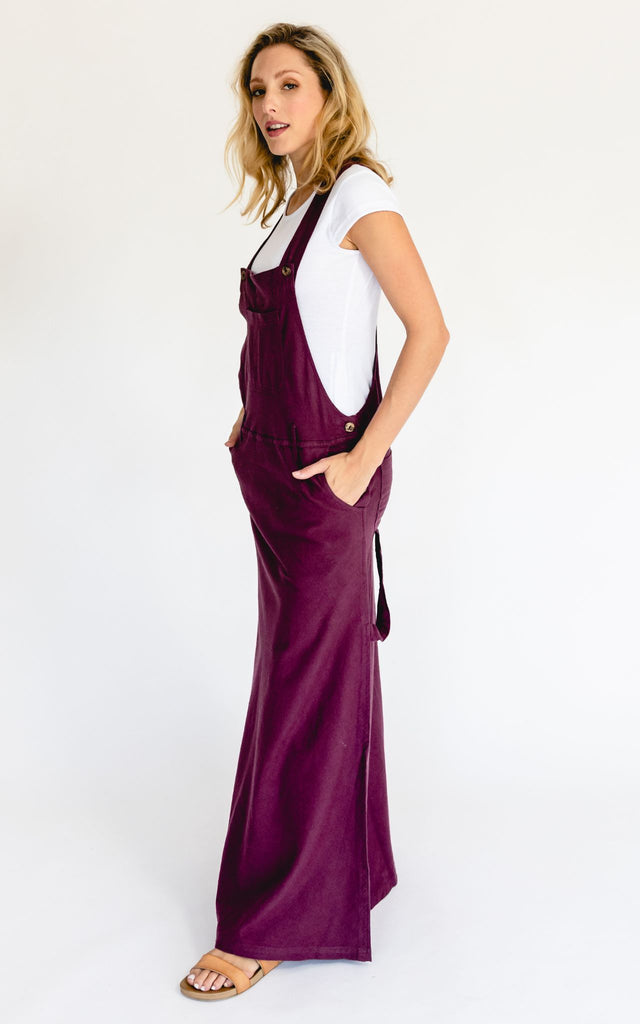 Surya Australia Ethical Cotton Overall Maxi Dress from Nepal - Wine 