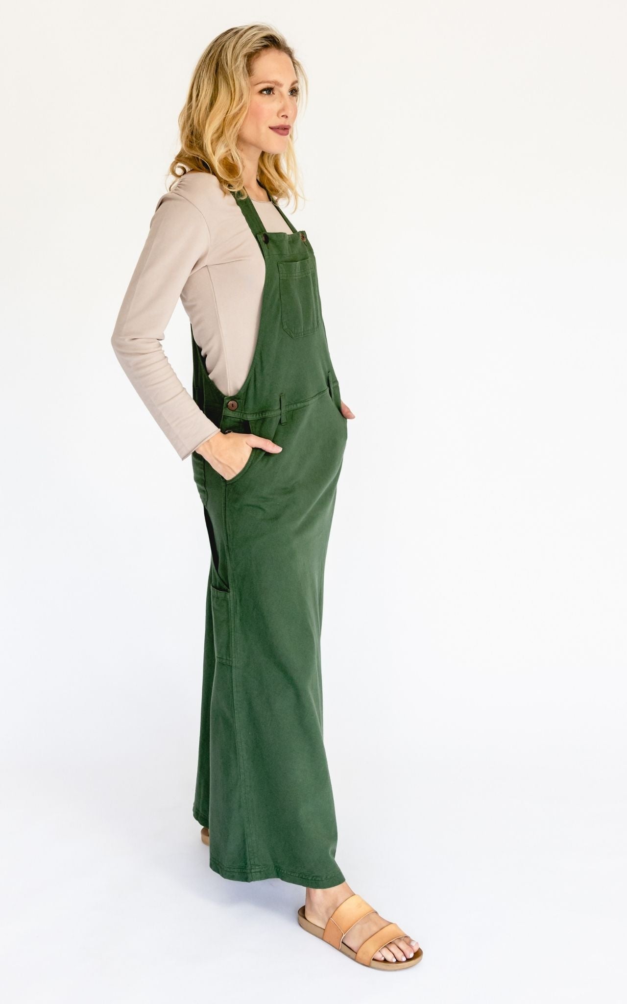 Surya Australia Ethical Cotton Overall Maxi Dress from Nepal - Green