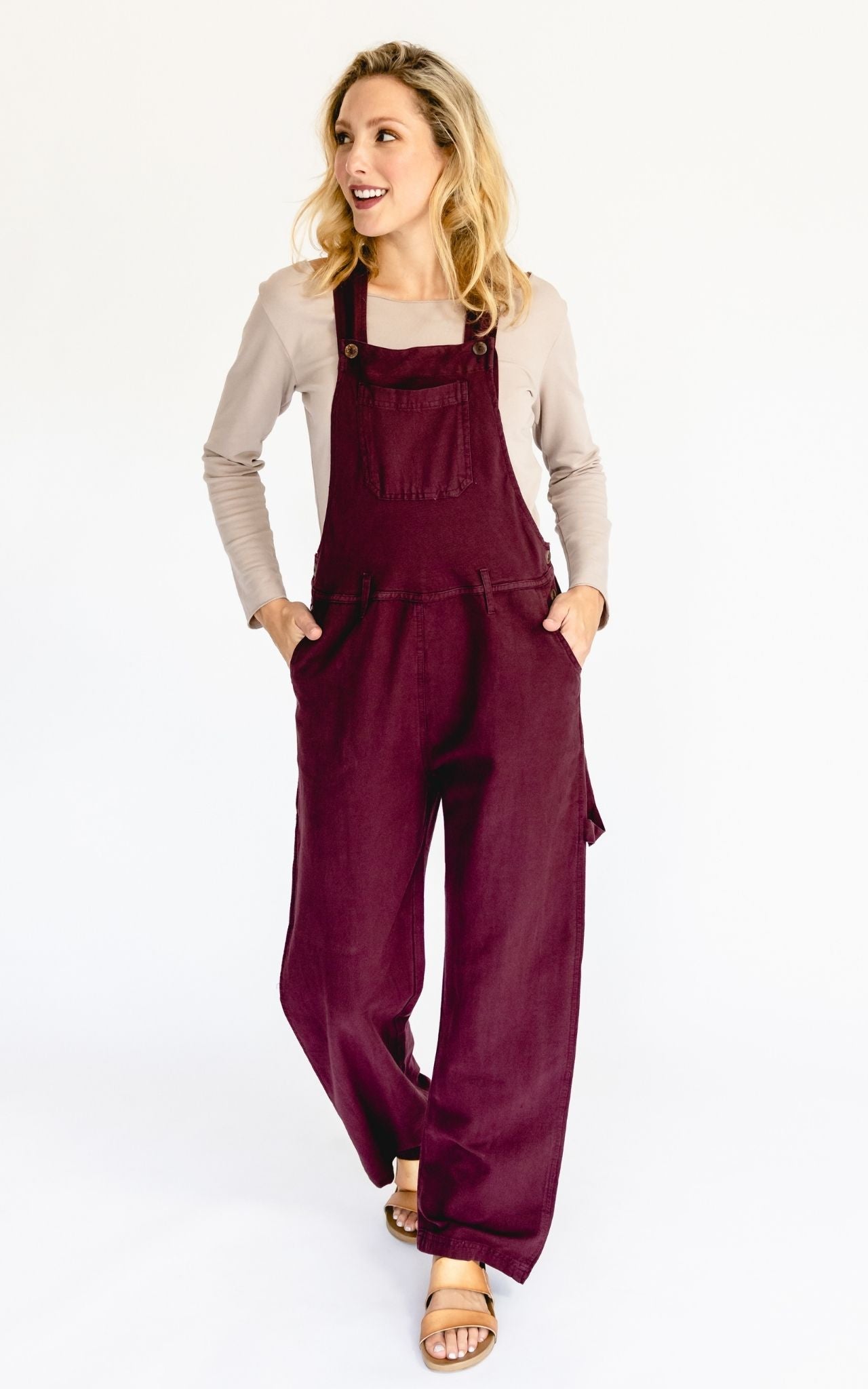 Surya Australia Ethical Cotton Straight Leg Overalls (Dungarees) from Nepal - Berry