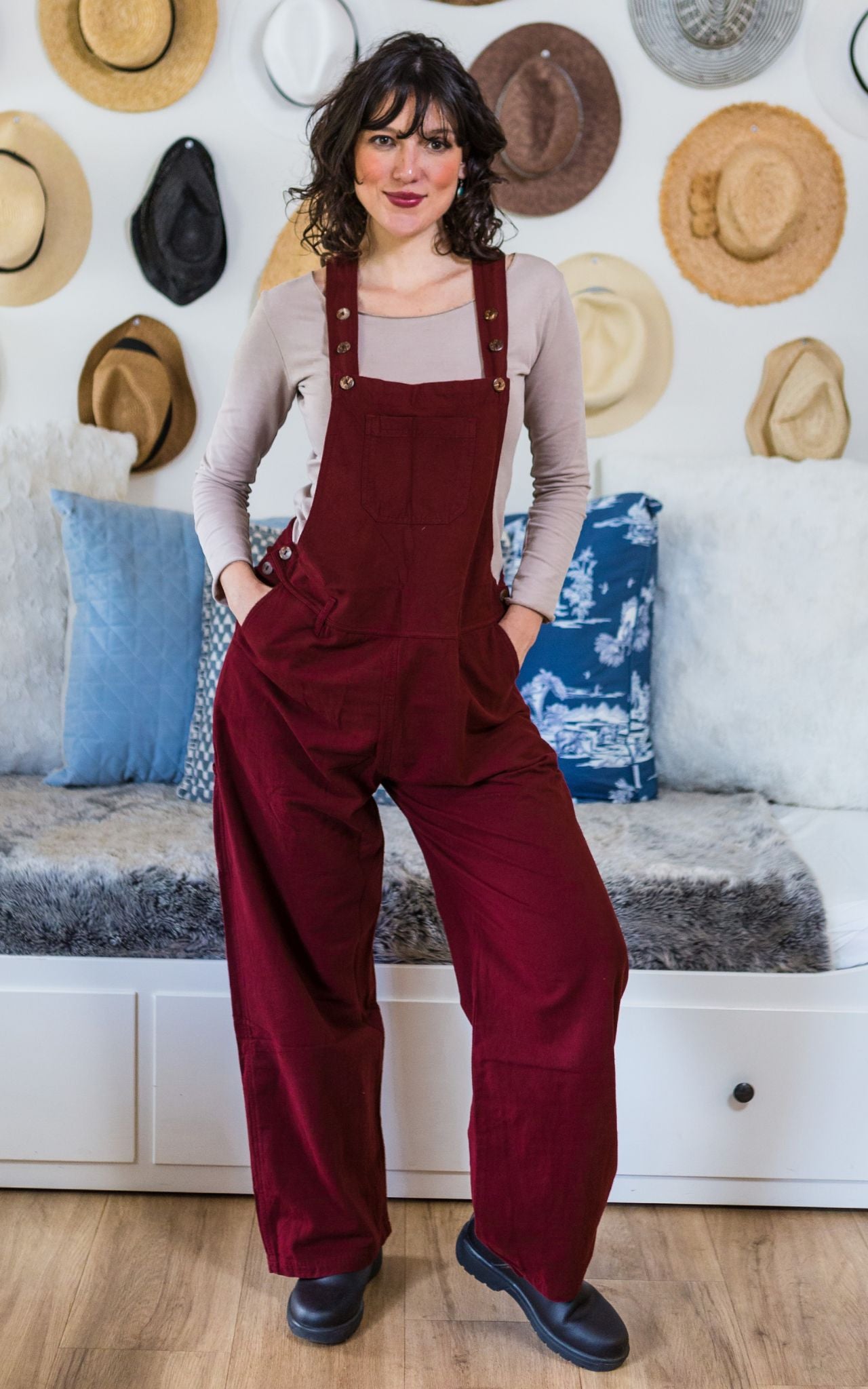 Surya Australia Ethical Classic Cotton Work Overalls from Nepal - Berry