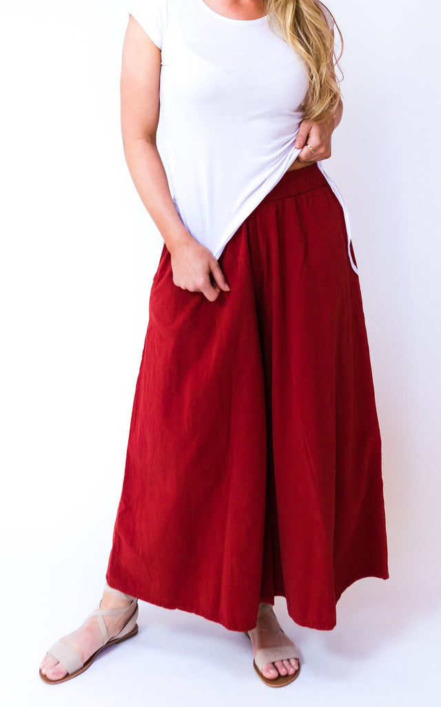 Surya Australia Ethical Cotton Palazzo Pants from Nepal - Rust