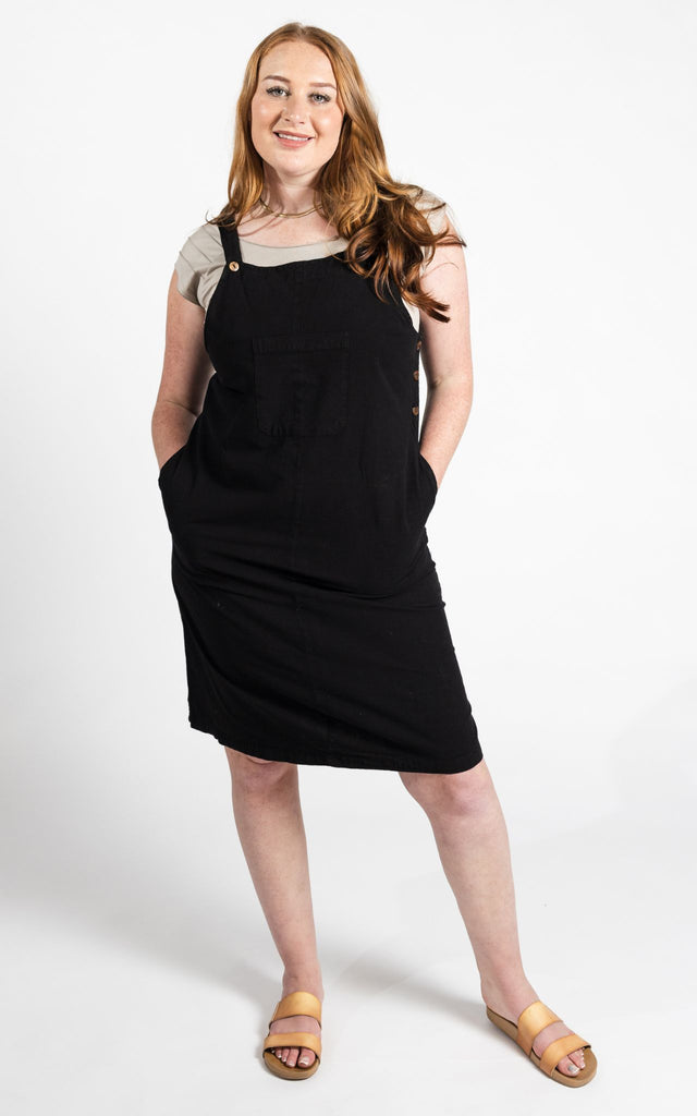 Surya Australia Ethical Cotton 'Ayla' Pinafore made in Nepal - Black