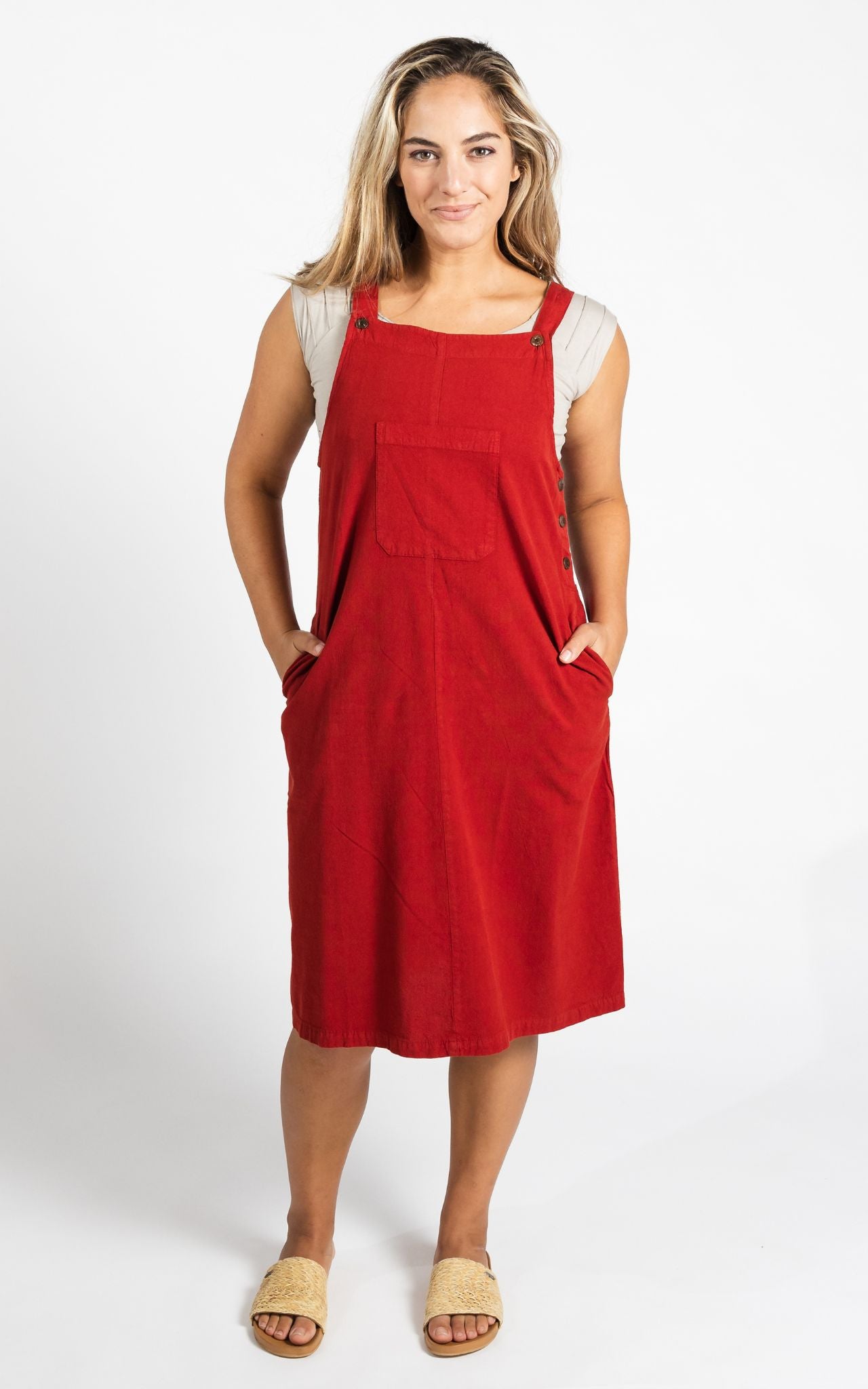 Surya Australia Ethical Cotton 'Ayla' Pinafore made in Nepal - Rust