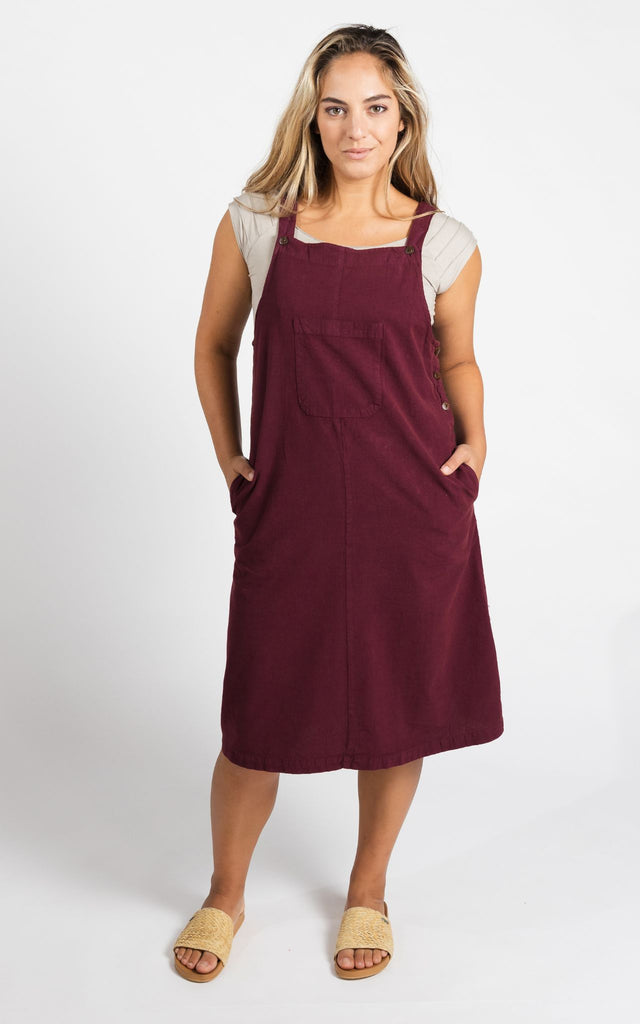 Surya Australia Ethical Cotton 'Ayla' Pinafore made in Nepal - Wine