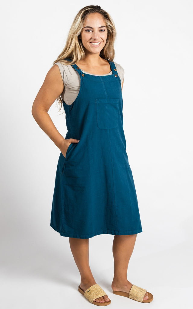 Surya Australia Ethical Cotton 'Ayla' Pinafore made in Nepal - Turquoise