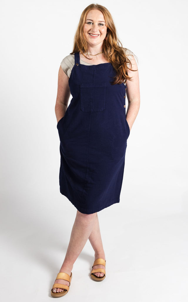 Surya Australia Ethical Cotton 'Ayla' Pinafore made in Nepal - Dark Blue
