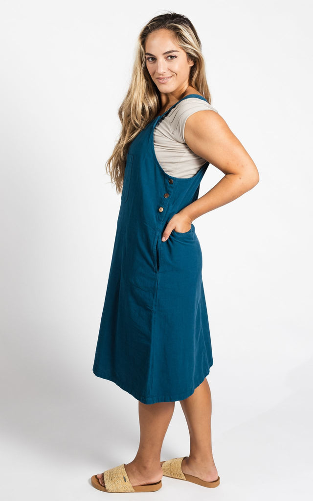 Surya Australia Ethical Cotton 'Ayla' Pinafore made in Nepal - Turquoise