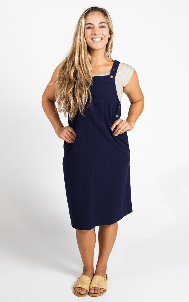 Surya Australia Ethical Cotton 'Ayla' Pinafore made in Nepal - Dark Blue