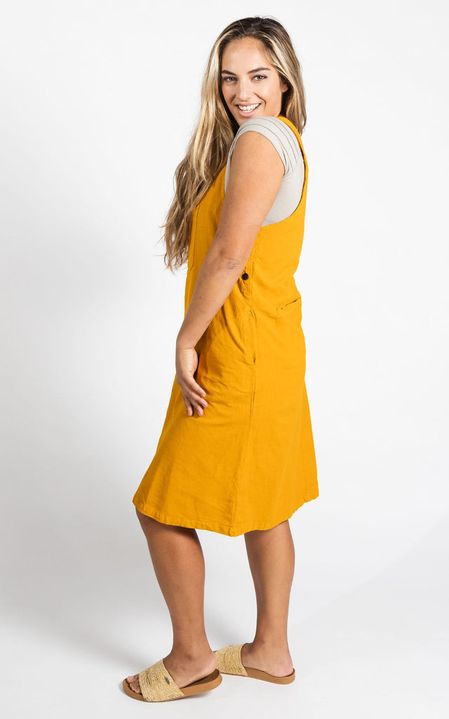 Surya Australia Ethical Cotton 'Ayla' Pinafore made in Nepal - Mustard