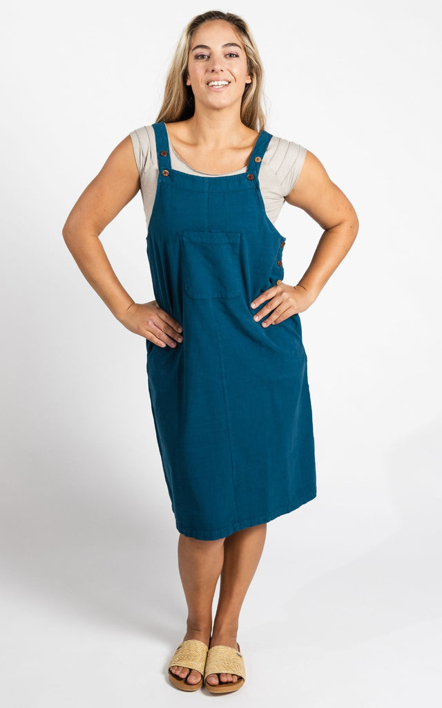 Surya Australia Ethical Cotton 'Ayla' Pinafore made in Nepal - Turquoise