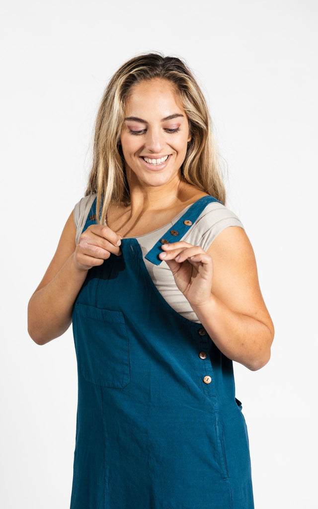 Surya Australia Ethical Cotton 'Ayla' Pinafore made in Nepal - Turquoise