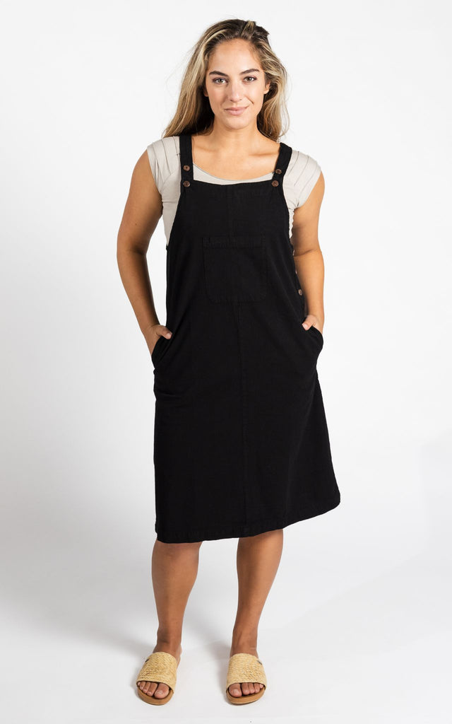 Surya Australia Ethical Cotton 'Ayla' Pinafore made in Nepal - Black