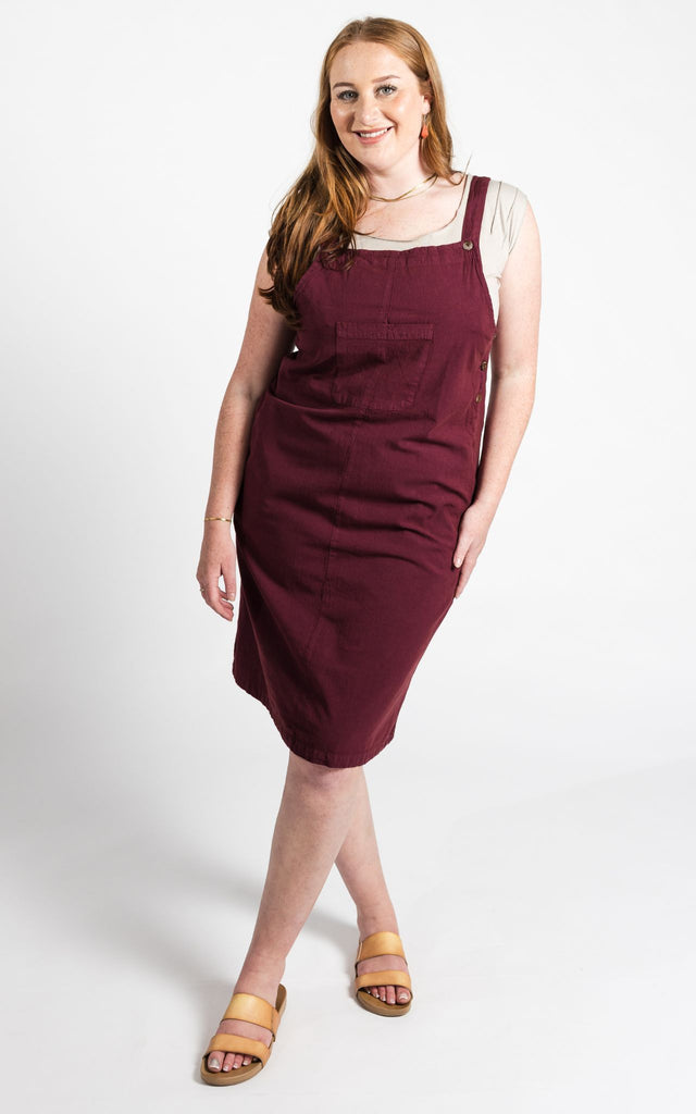 Surya Australia Ethical Cotton 'Ayla' Pinafore made in Nepal - Wine