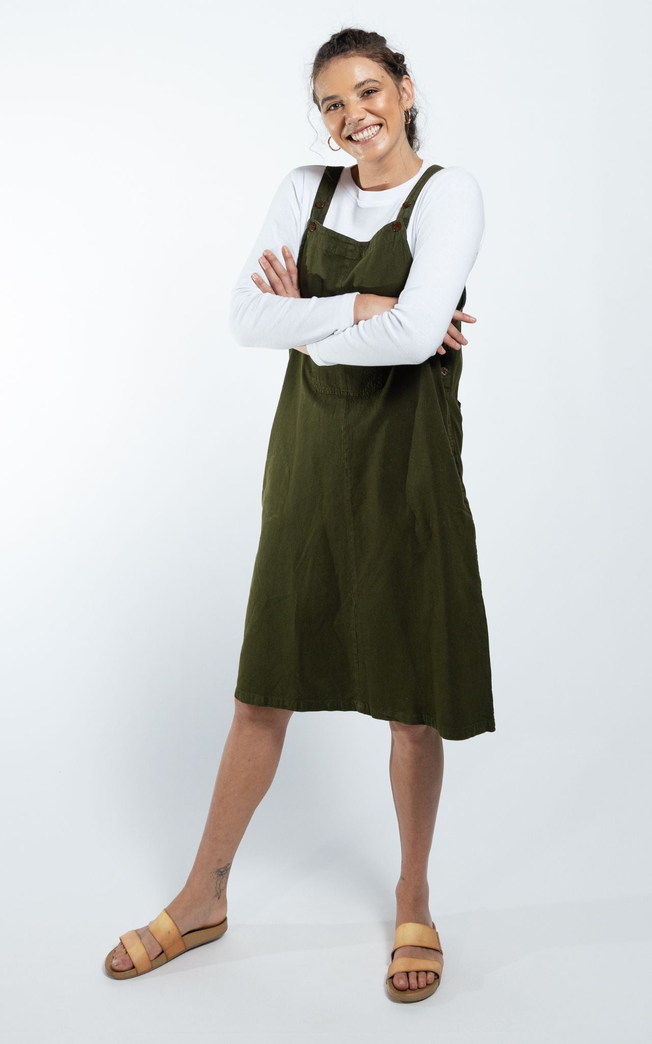 Surya Australia Ethical Cotton 'Ayla' Pinafore made in Nepal - Green