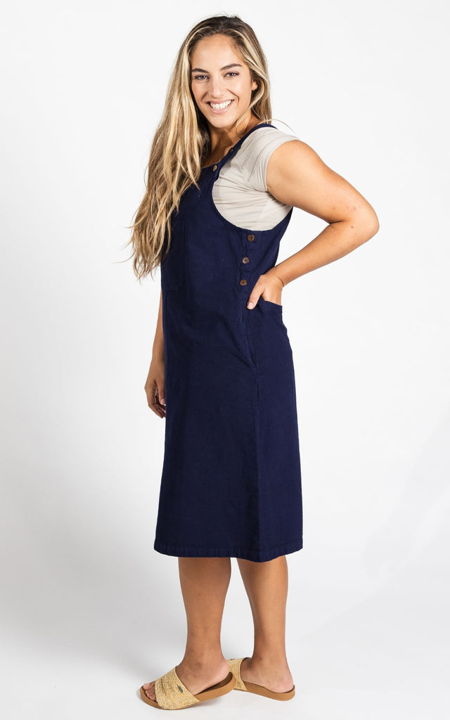 Surya Australia Ethical Cotton 'Ayla' Pinafore made in Nepal - Dark Blue