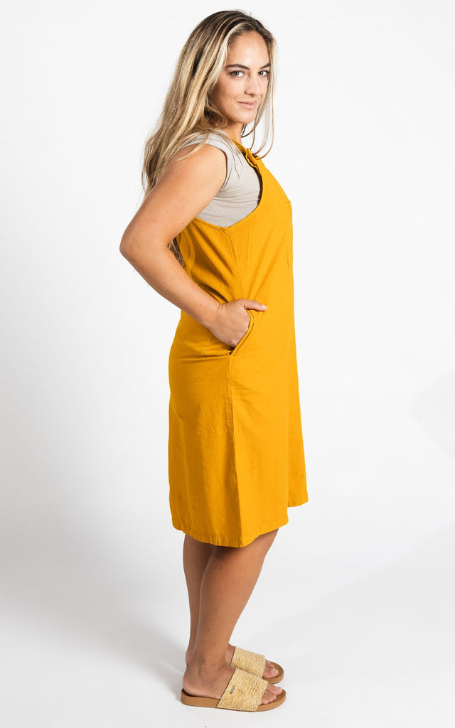 Surya Australia Ethical Cotton 'Ayla' Pinafore made in Nepal - Mustard
