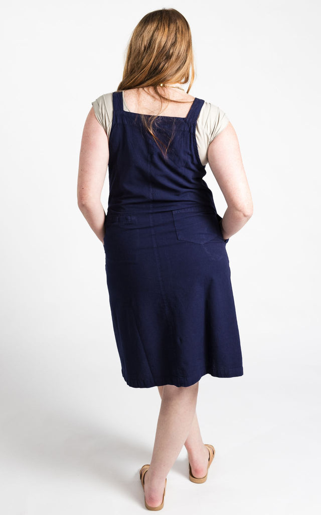 Surya Australia Ethical Cotton 'Ayla' Pinafore made in Nepal - Dark Blue
