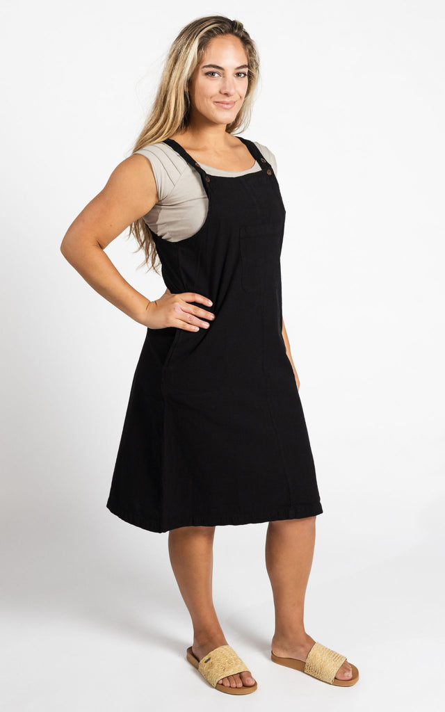 Surya Australia Ethical Cotton 'Ayla' Pinafore made in Nepal - Black