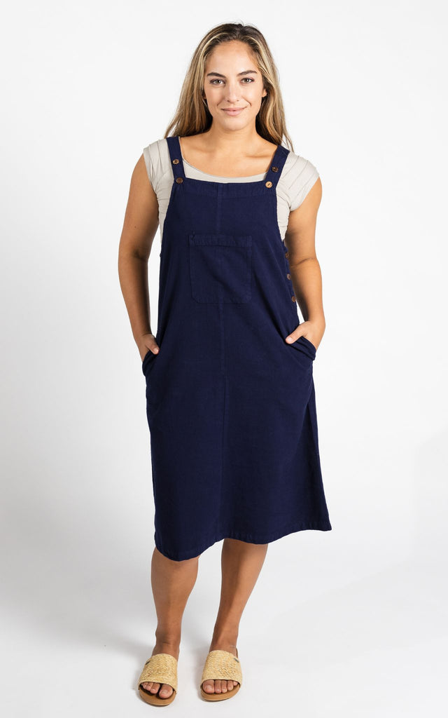Surya Australia Ethical Cotton 'Ayla' Pinafore made in Nepal - Dark Blue
