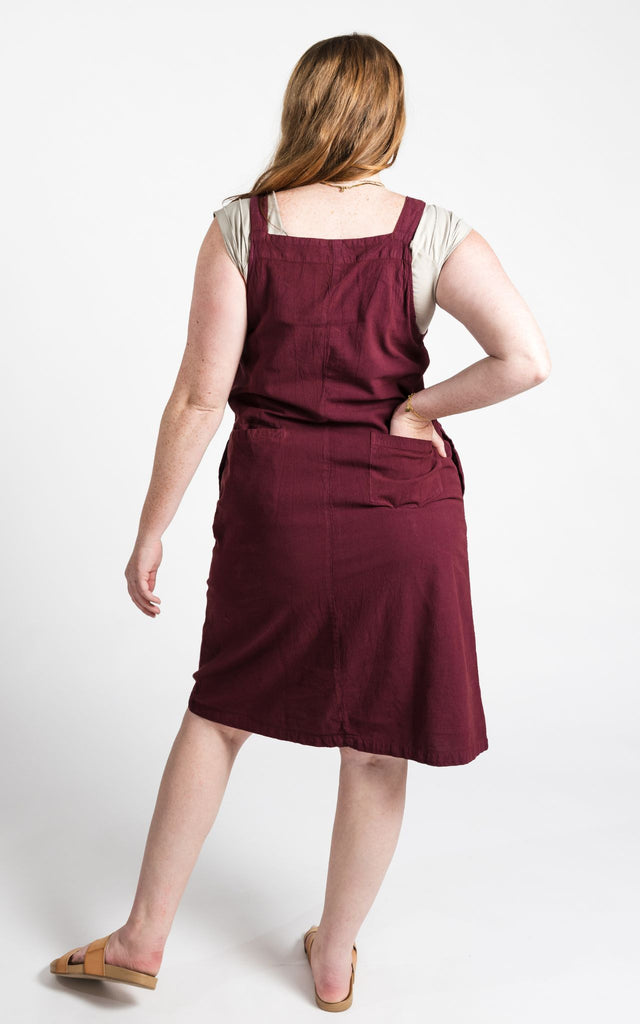 Surya Australia Ethical Cotton 'Ayla' Pinafore made in Nepal - Wine