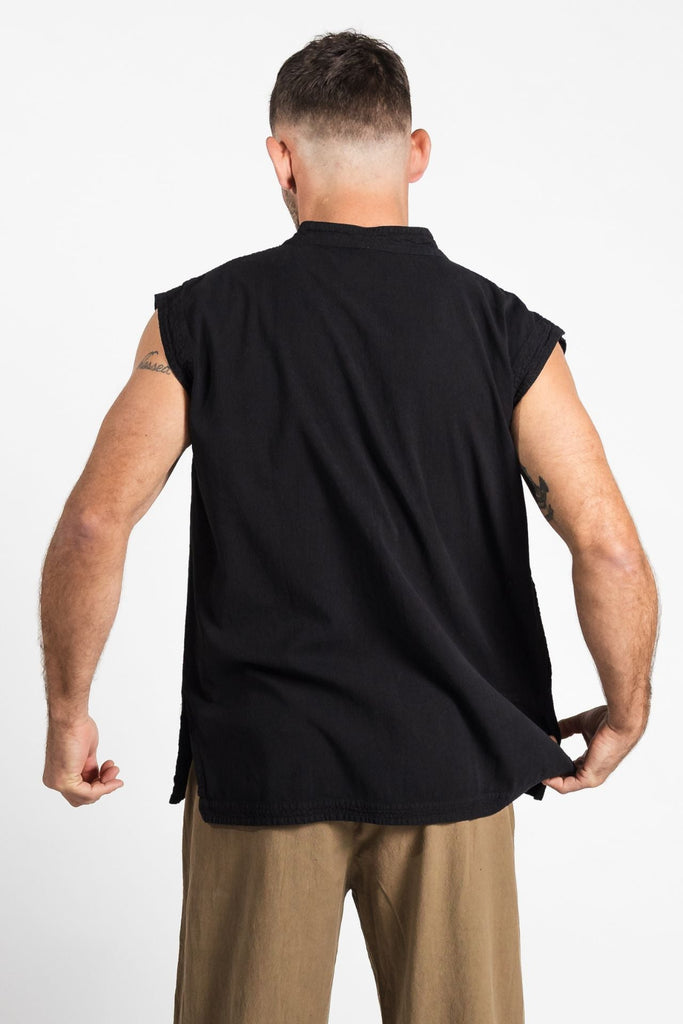 Surya Australia Ethical Cotton 'Lhasa' Shirt for men made in Nepal - Black