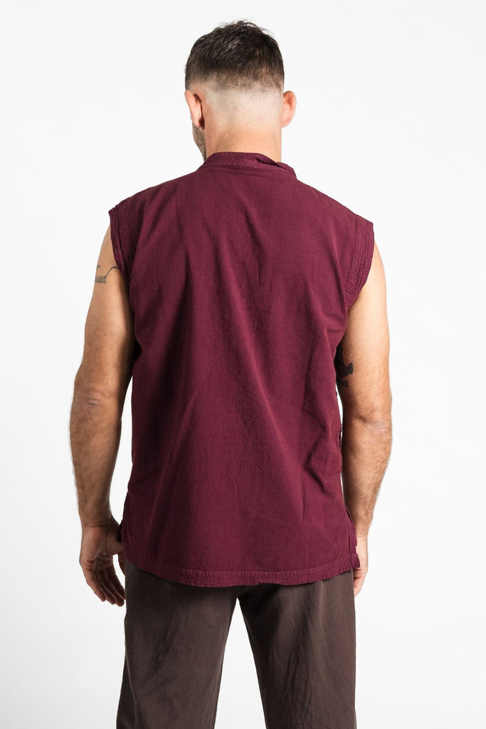 Surya Australia Ethical Cotton 'Lhasa' Shirt for men made in Nepal - Wine