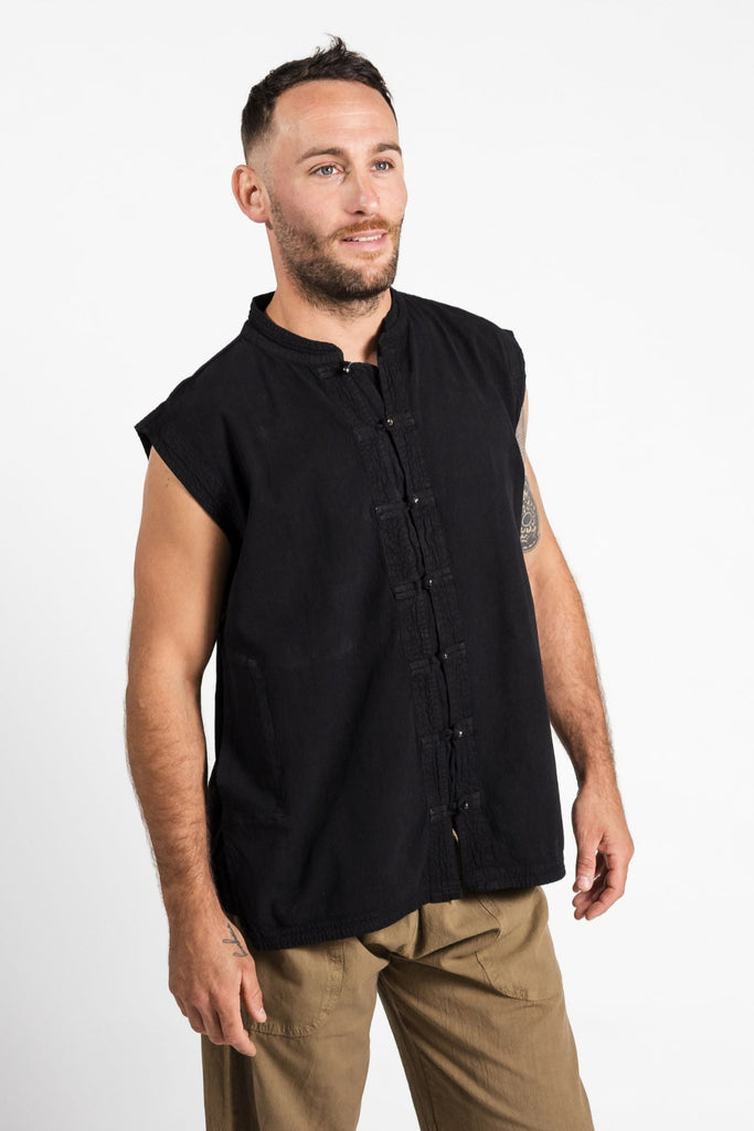 Surya Australia Ethical Cotton 'Lhasa' Shirt for men made in Nepal - Black