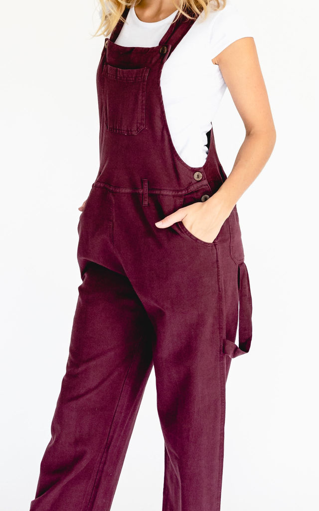 Surya Australia Ethical Cotton Straight Leg Overalls (Dungarees) from Nepal - Berry