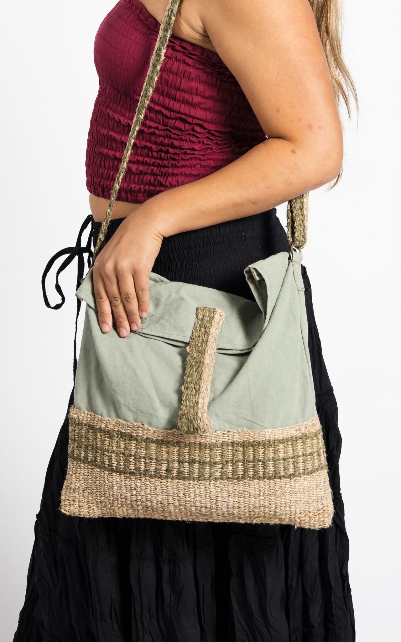 Surya Australia Handmade Hemp Satchel Bags made in Nepal - Pomegranate Skin