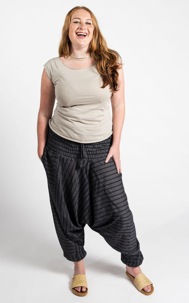 Surya Australia Cotton Harem Pants from Nepal - Black