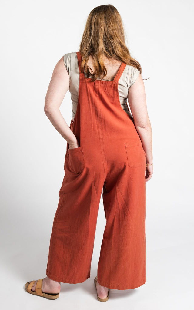 Surya Australia Ethical Cotton 'Juanita' Overalls Dungarees made in Nepal - Rust