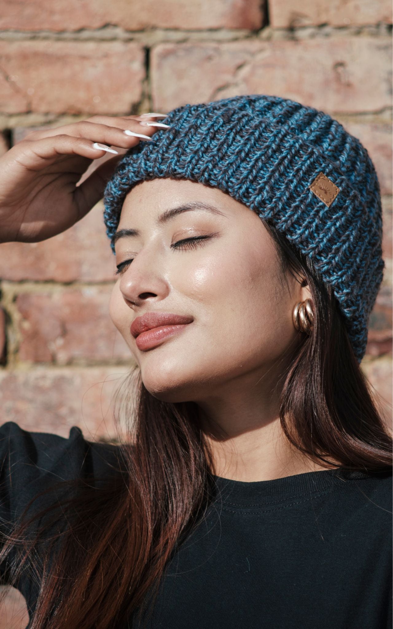 Surya Australia Ethical Merino Wool 'Cuffed' Beanie from Nepal - Blue