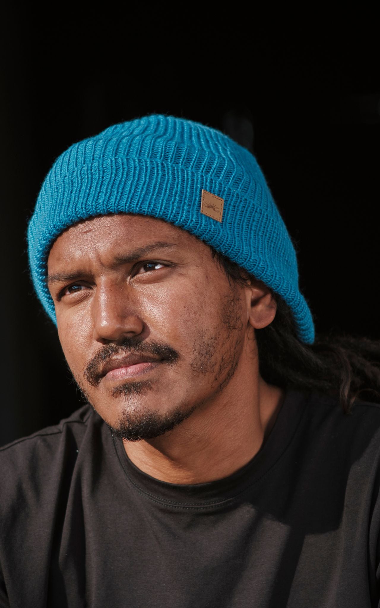 Surya Australia Merino Wool 'Fisherman' Beanie for men made in Nepal - blue