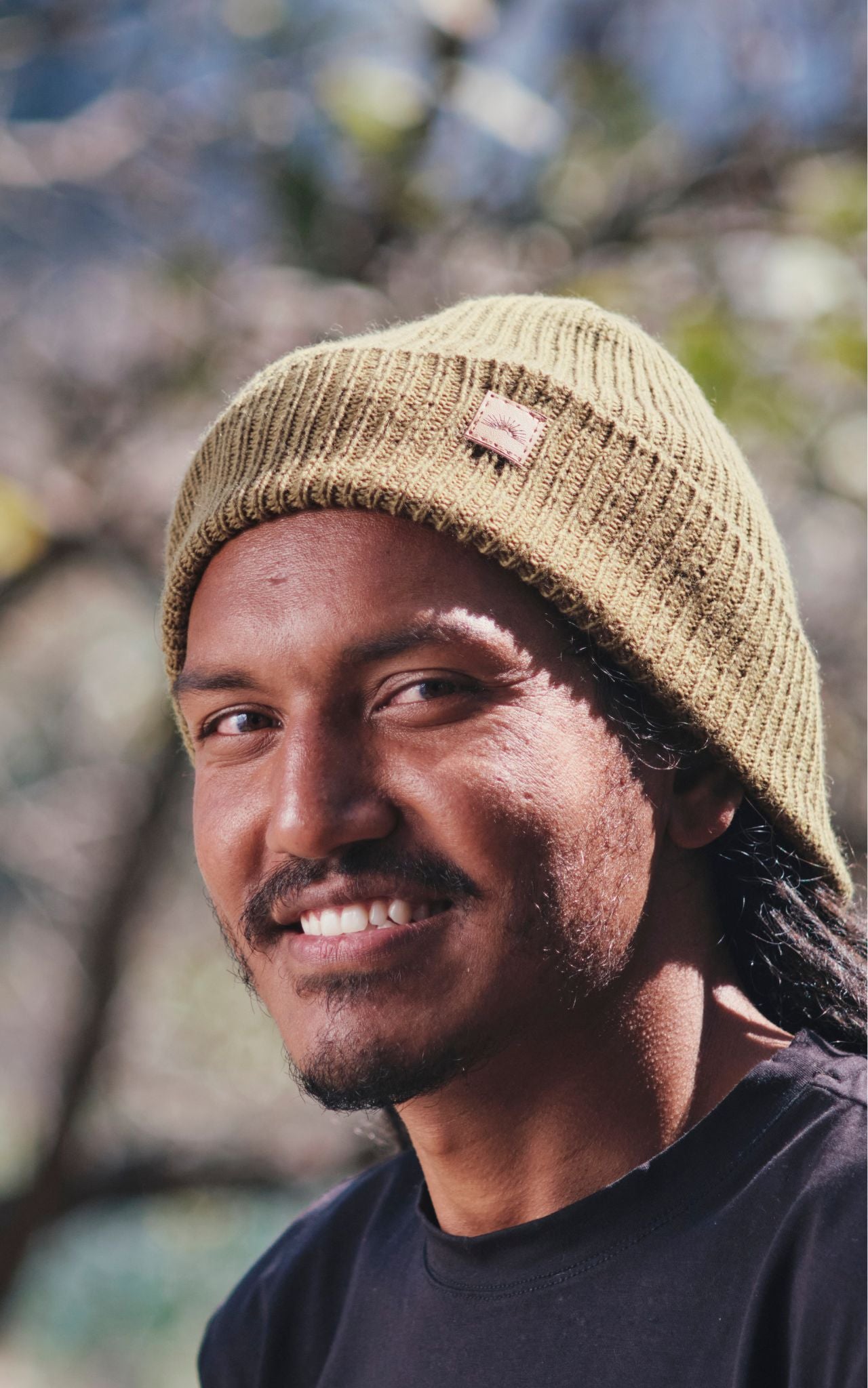 Surya Australia Merino Wool 'Fisherman' Beanie for men made in Nepal - army green