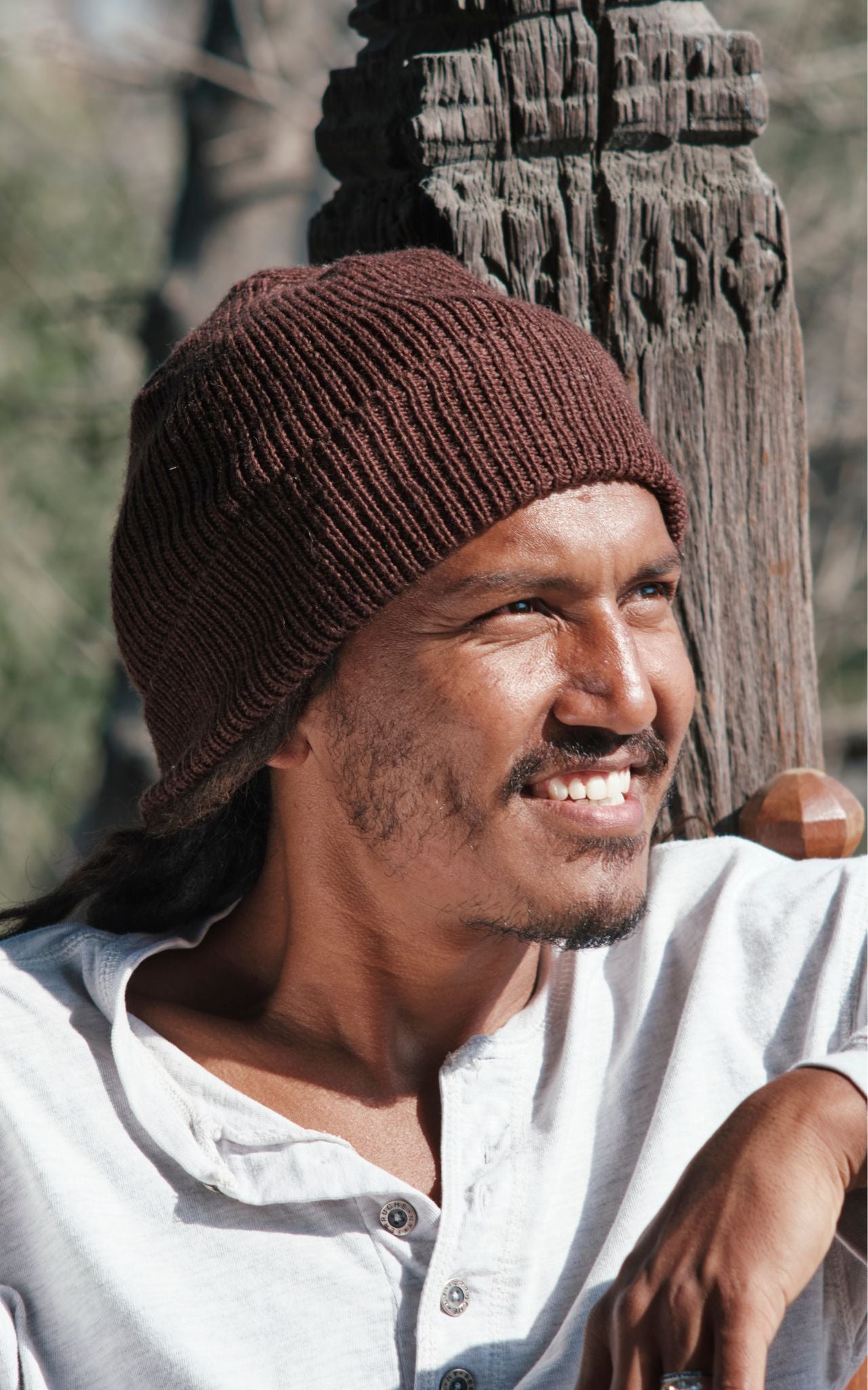 Surya Australia Merino Wool 'Fisherman' Beanie for men made in Nepal - chocolate