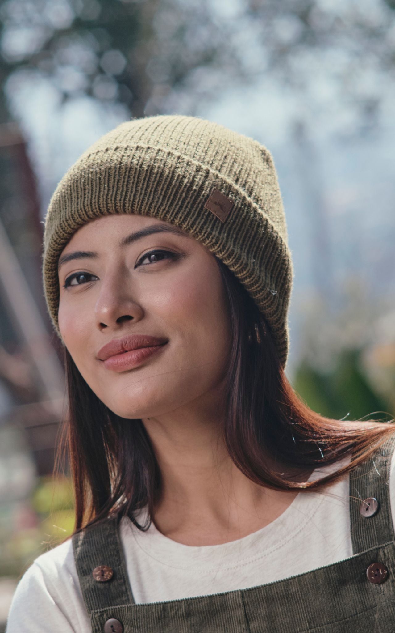 Surya Australia Merino Wool 'Woodstock' Beanie for women made in Nepal - Army Green