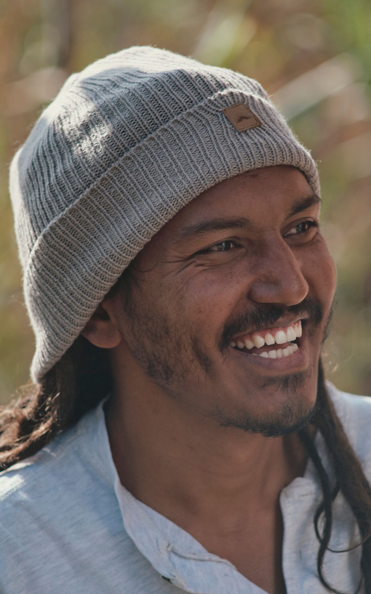 Surya Australia Merino Wool 'Fisherman' Beanie for men made in Nepal - light grey