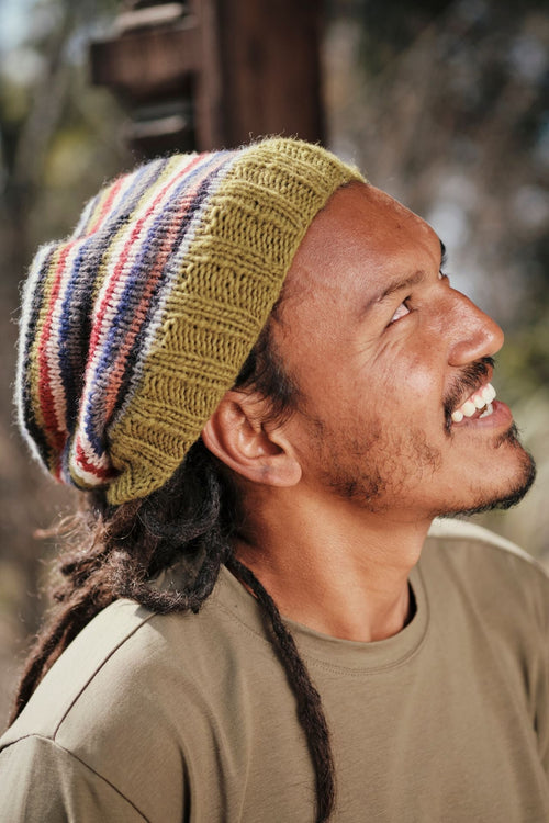 Beanie Cap Mens Khaki Beanie Merino Wool Slouch Beanie For Men