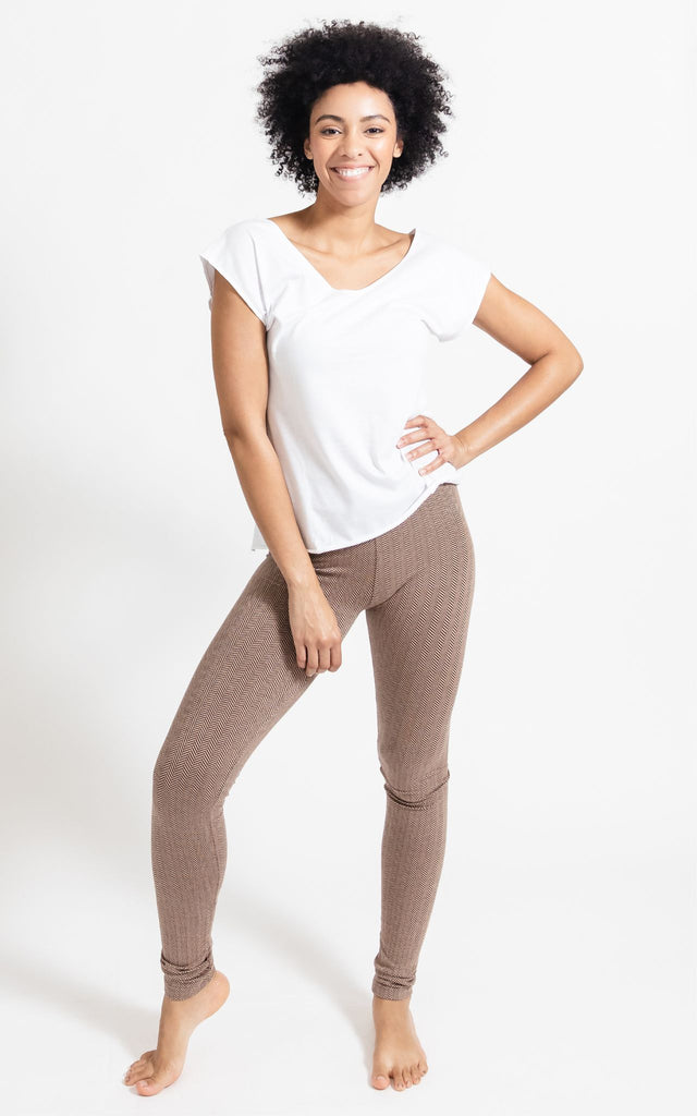 Surya Australia Ethical Organic Cotton Jacquard 'Asana' Leggings made in Nepal