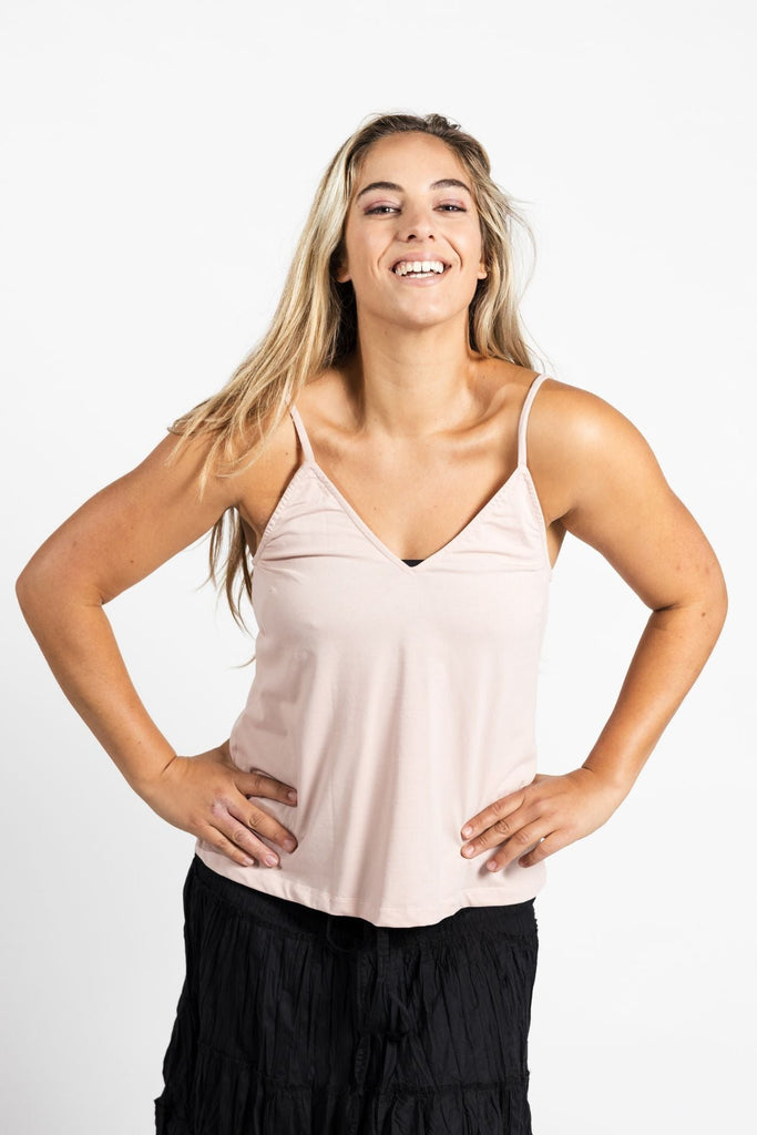 Surya Australia Organic Cotton 'Bombay' Singlet Top made in Nepal - Blush